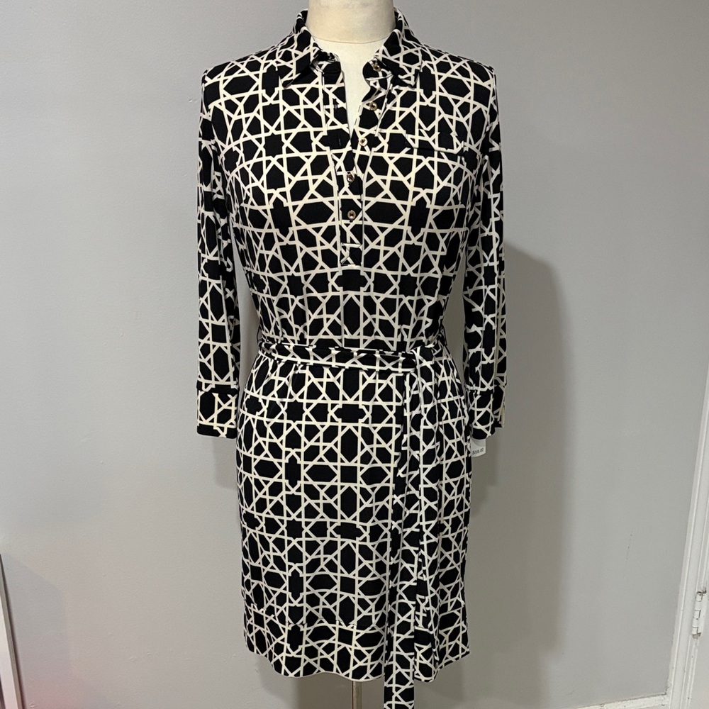 Donna Morgan Black and White Patterned Dress